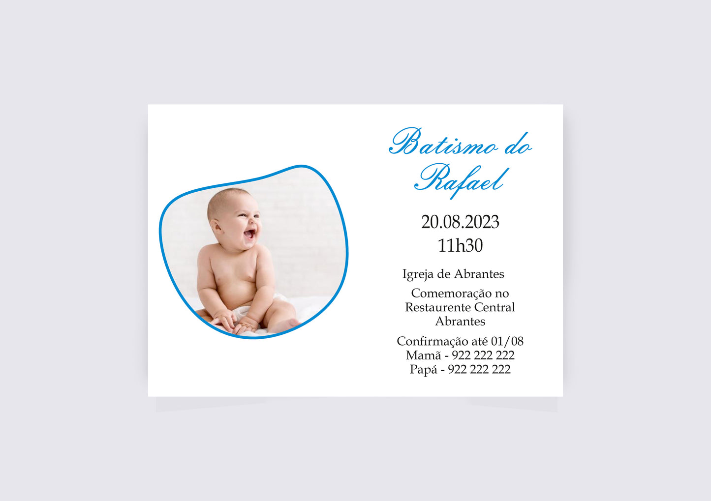 Convite de Batismo Menino