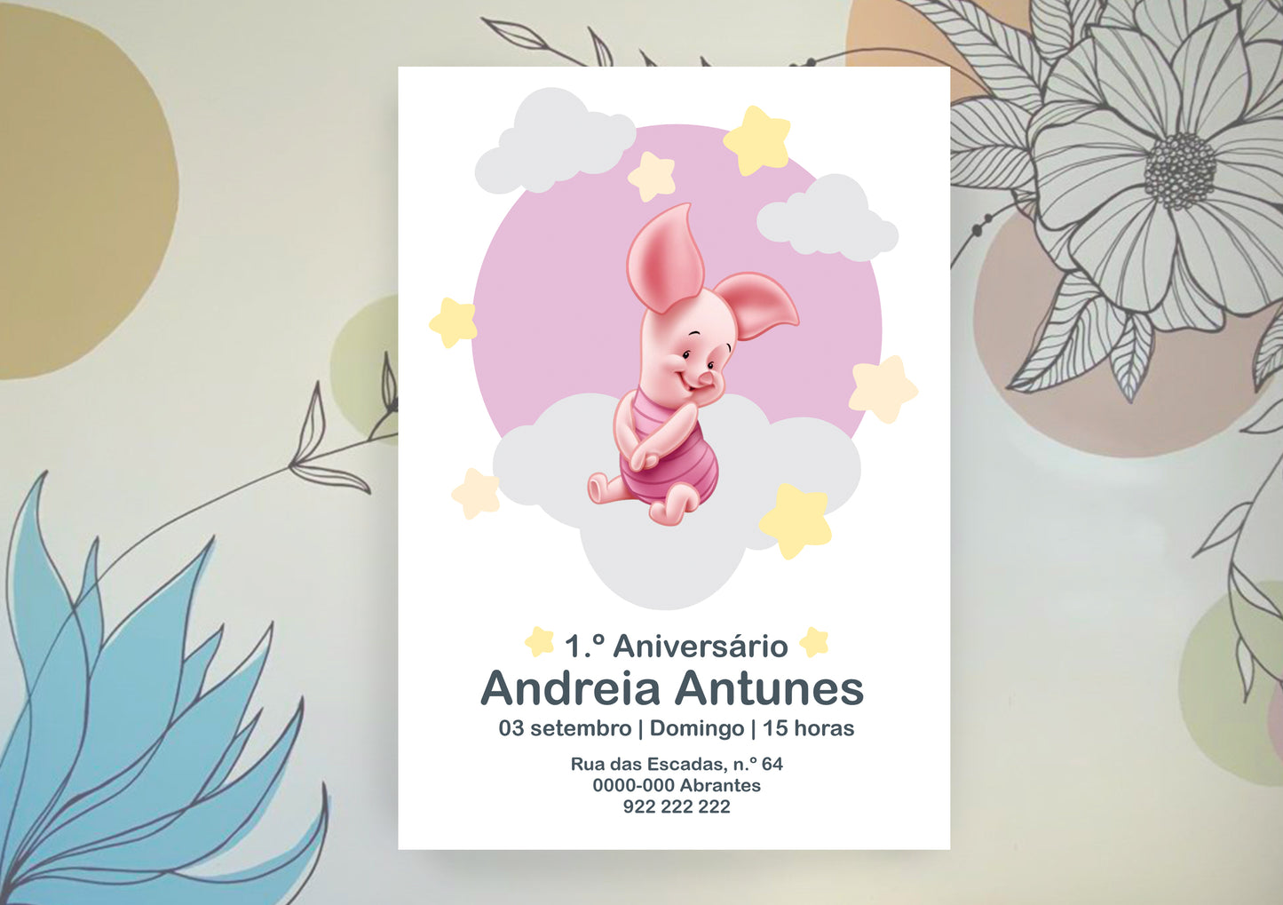 Convite Bebé Piglet