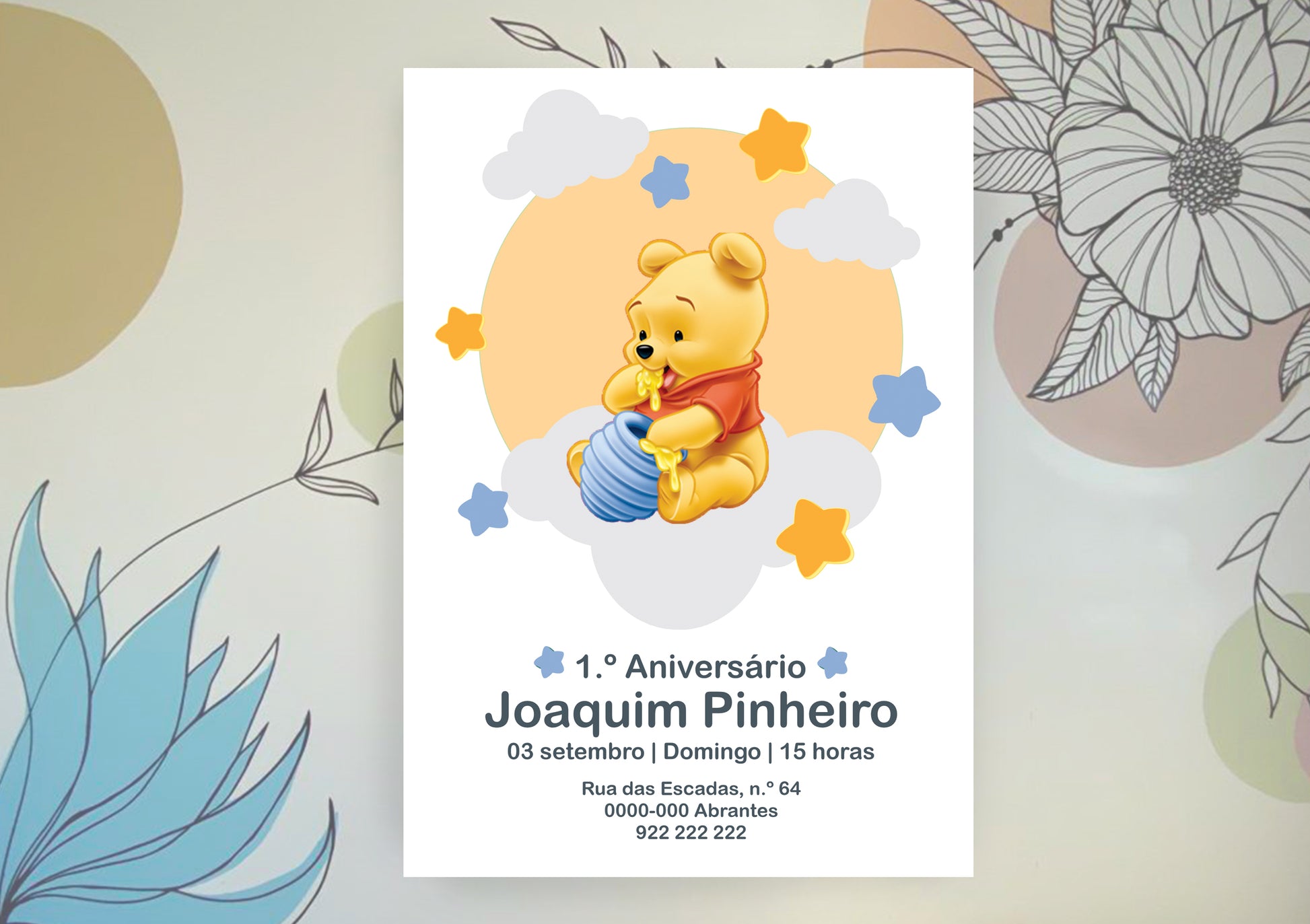 Convite Bebé Winnie the Pooh