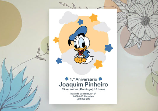 Convite Bebé Pato Donald