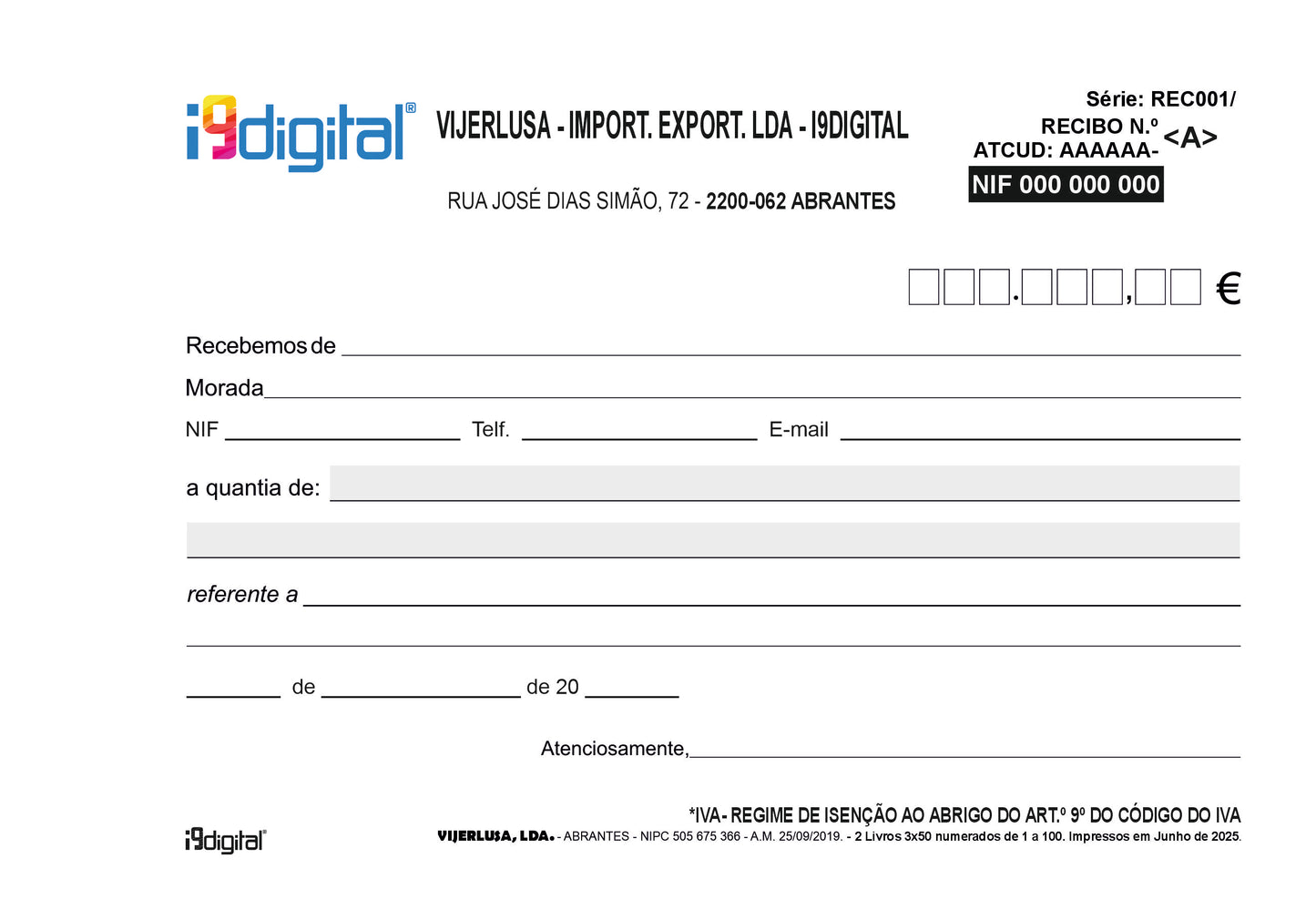 Recibos para Associações